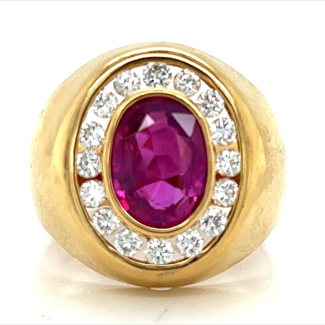 18K Yellow Gold Ruby 3.00 Ct Diamond Ring 1.00 Ct (1 of 4)