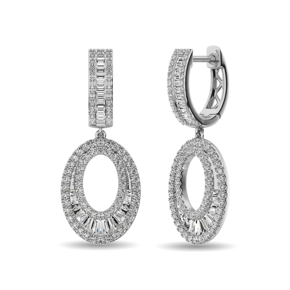 Diamond 1 Ct.Tw. Hoop Earrings in 14K White Gold: Diamond 1 Ct.Tw. Hoop Earrings in 14K White Gold 14k White Gold Stone Color: G-h Stone Clarity: I2 This item may take 2-5 weeks for shipping. The Diamond Depot Guarantee: All items in this auction are