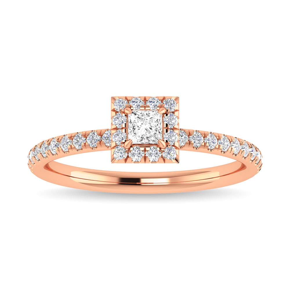 Diamond 3/4 Ct.Tw. Princess Cut Engagement Ring in 14K Rose Gold: Diamond 3/4 Ct.Tw. Princess Cut Engagement Ring in 14K Rose Gold Diamond 3/4 Ct.Tw. Princess Cut Engagement Ring in 14K Rose Gold 14k Rose Gold Stone Color: G-h Stone Clarity: I1 Each ring is presente