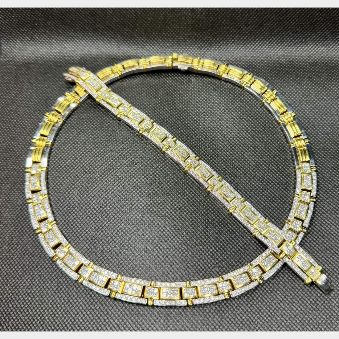 18K Yellow Gold Diamond Necklace and Bracelet Set 16.25 Ct 626 Diamonds (1 of 4)