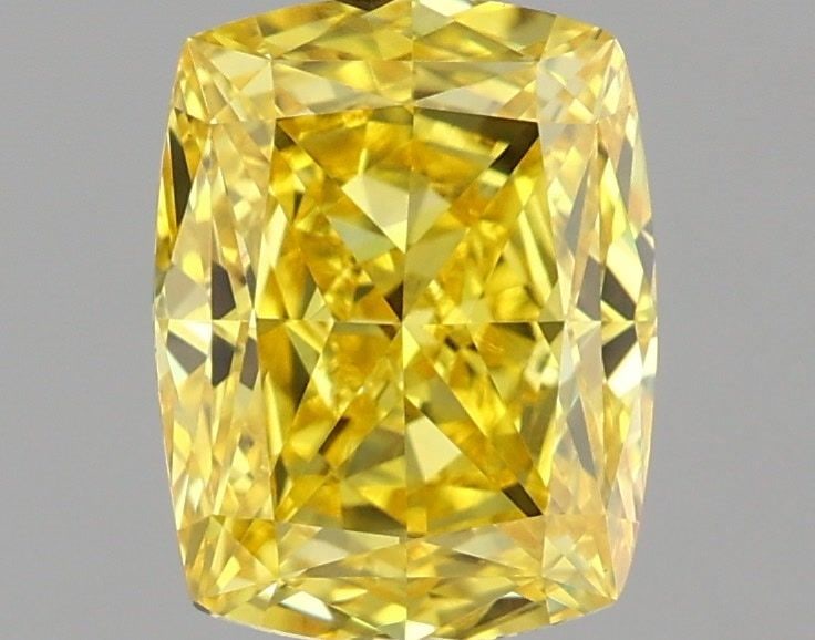 Loose Diamond - CUSHION MODIFIED 1.58ct Fancy Vivid Yellow VVS2: Loose Diamond - CUSHION MODIFIED 1.58ct Fancy Vivid Yellow VVS2 Source: This is a real non-mined Diamond that has been grown in a lab Shape: CUSHION MODIFIED Carats: 1.58 Color: Fancy Vivid Yellow Cer