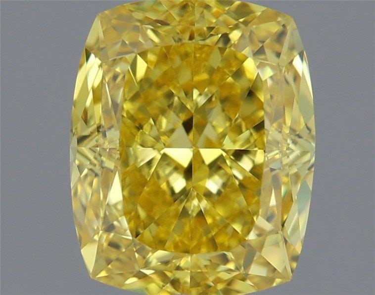 Loose Diamond - CUSHION MODIFIED 1.54ct Fancy Vivid Yellow VS1: Loose Diamond - CUSHION MODIFIED 1.54ct Fancy Vivid Yellow VS1 Source: This is a real non-mined Diamond that has been grown in a lab Shape: CUSHION MODIFIED Carats: 1.54 Color: Fancy Vivid Yellow Cert