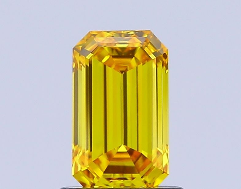 Loose Diamond - EMERALD 1.03ct Fancy Vivid Yellow VVS2: Loose Diamond - EMERALD 1.03ct Fancy Vivid Yellow VVS2 Source: This is a real non-mined Diamond that has been grown in a lab Shape: EMERALD Carats: 1.03 Color: Fancy Vivid Yellow Certification: IGI