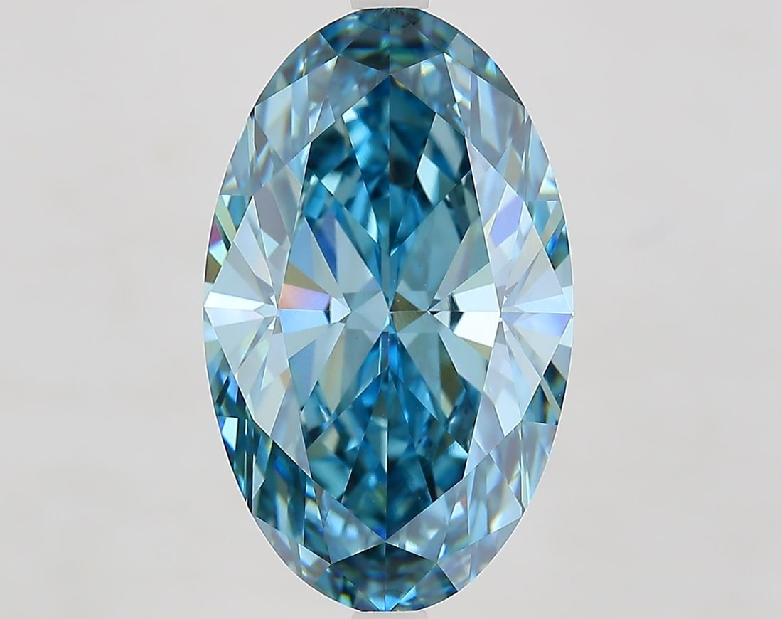 Loose Diamond - OVAL 7.59ct Fancy Vivid Greenish Blue VS1: Loose Diamond - OVAL 7.59ct Fancy Vivid Greenish Blue VS1 Source: This is a real non-mined Diamond that has been grown in a lab Shape: OVAL Carats: 7.59 Color: Fancy Vivid Greenish Blue