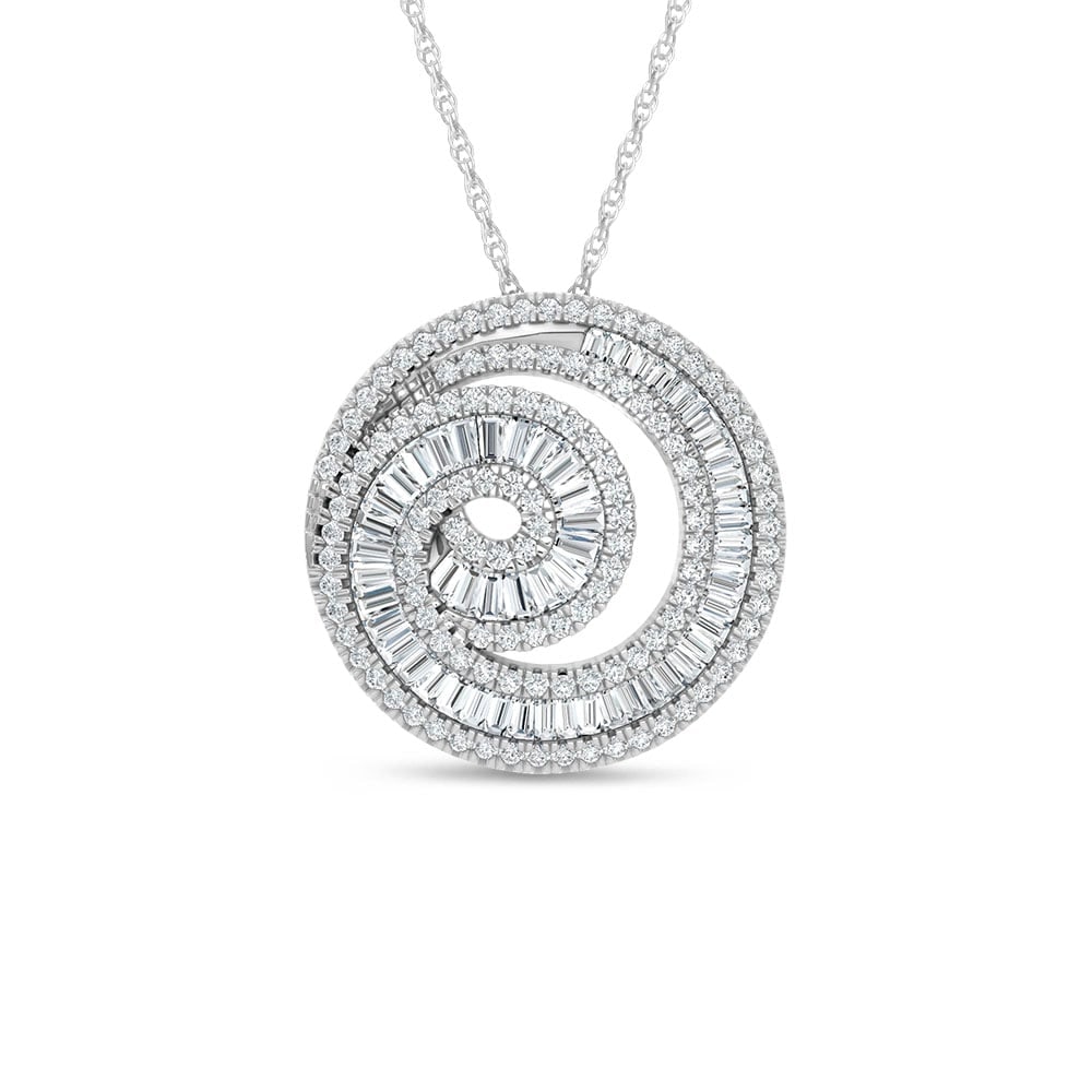 14K White Gold Lab Grown Diamond 1 1/2 Ct.Tw. Fashion Pendant: 14K White Gold Lab Grown Diamond 1 1/2 Ct.Tw. Fashion Pendant Crafted in luminous 14K white gold, this fashion pendant features lab-grown diamonds totaling 1 1/2 carat total weight for refined brillia
