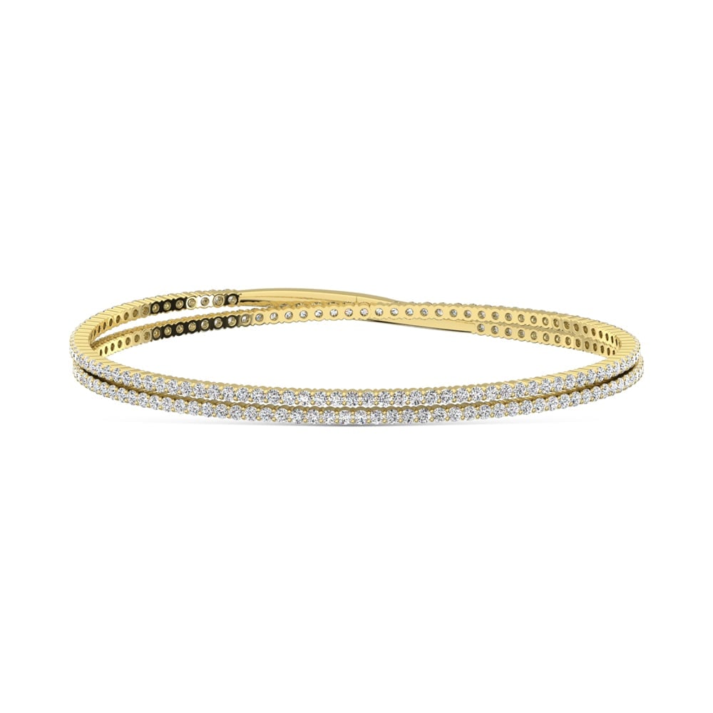 14K Yellow Gold 4 Ct.Tw. Lab Grown Diamond 2 Row Flexi Bangle (1 of 3)