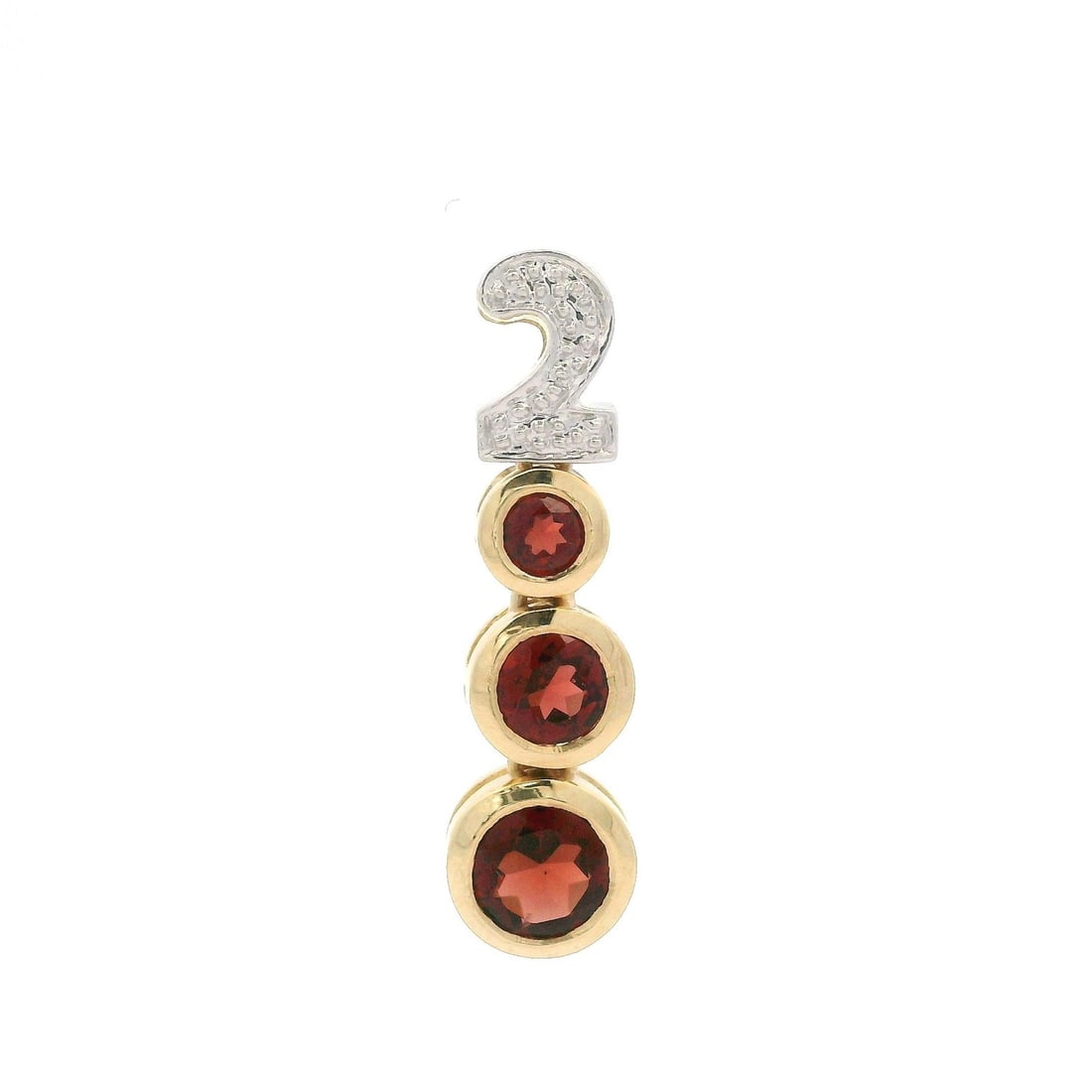 14k Yellow Gold 0.65ctw Brown Garnet Y-Drop Pendant 2000: 14k Yellow Gold 0.65ctw Brown Garnet Y-Drop Pendant 2000 This exquisite Y-Drop pendant features three natural garnets, each expertly round cut and bezel set, showcasing a rich brownish-red hue. The pe