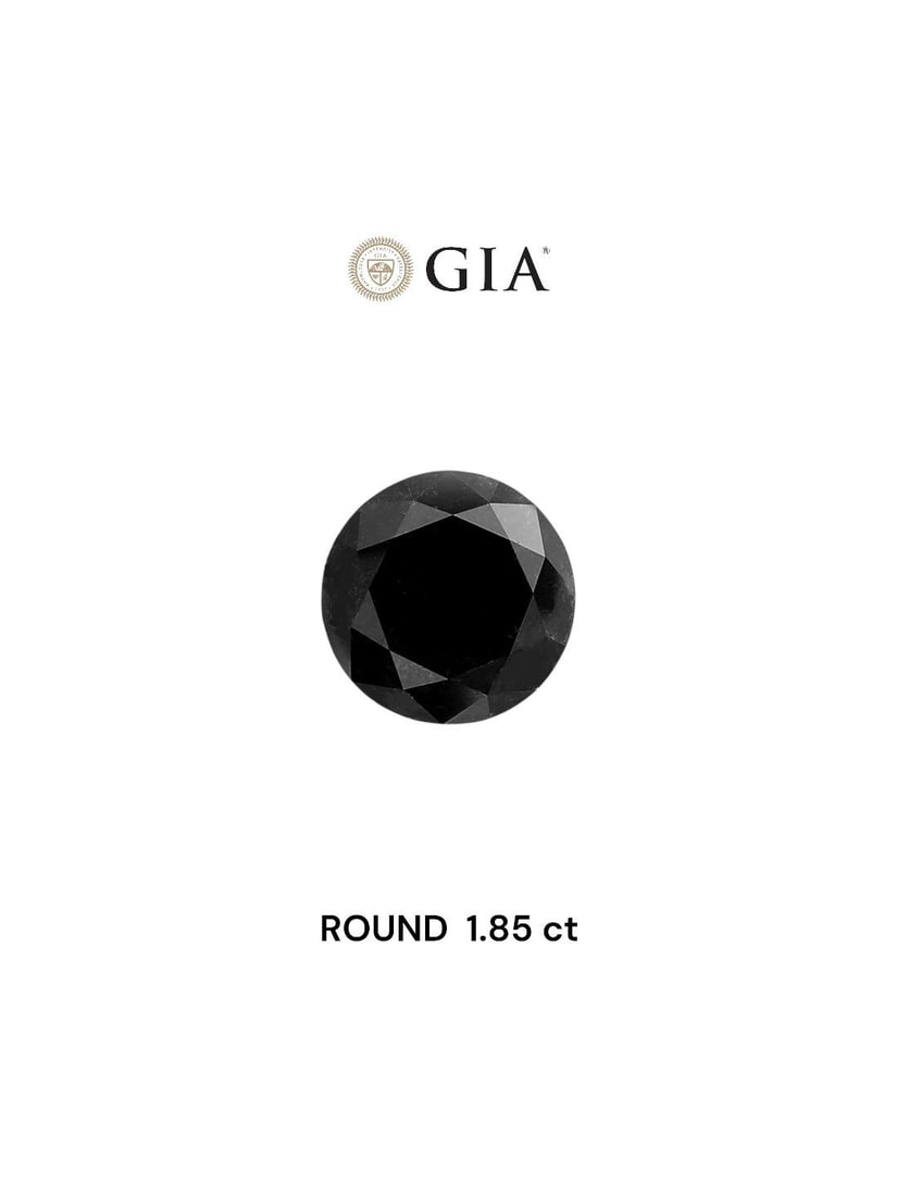 Loose Diamond - ROUND 1.85ct Fancy Black VVS2: Loose Diamond - ROUND 1.85ct Fancy Black VVS2 Source: Natural Shape: ROUND Carats: 1.85 Color: Fancy Black Certification: GIA Video: