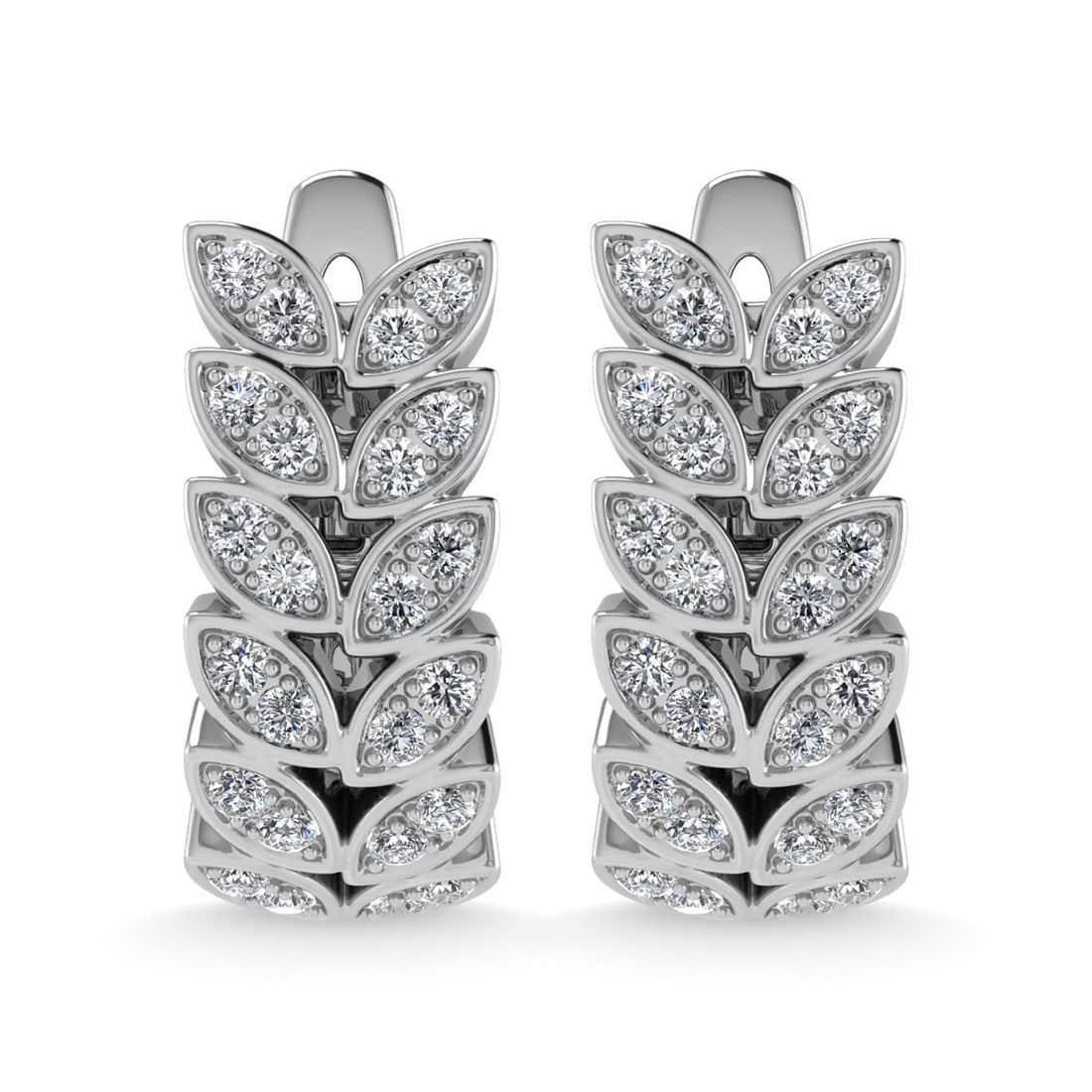 14K White Gold Diamond 1/2 Ct.Tw. Hoop Earrings: 14K White Gold Diamond 1/2 Ct.Tw. Hoop Earrings 14k White Gold Stone Color: G-h Stone Clarity: I1-i2 This item may take 2-5 weeks for shipping. The Diamond Depot Guarantee: All items in this auction a