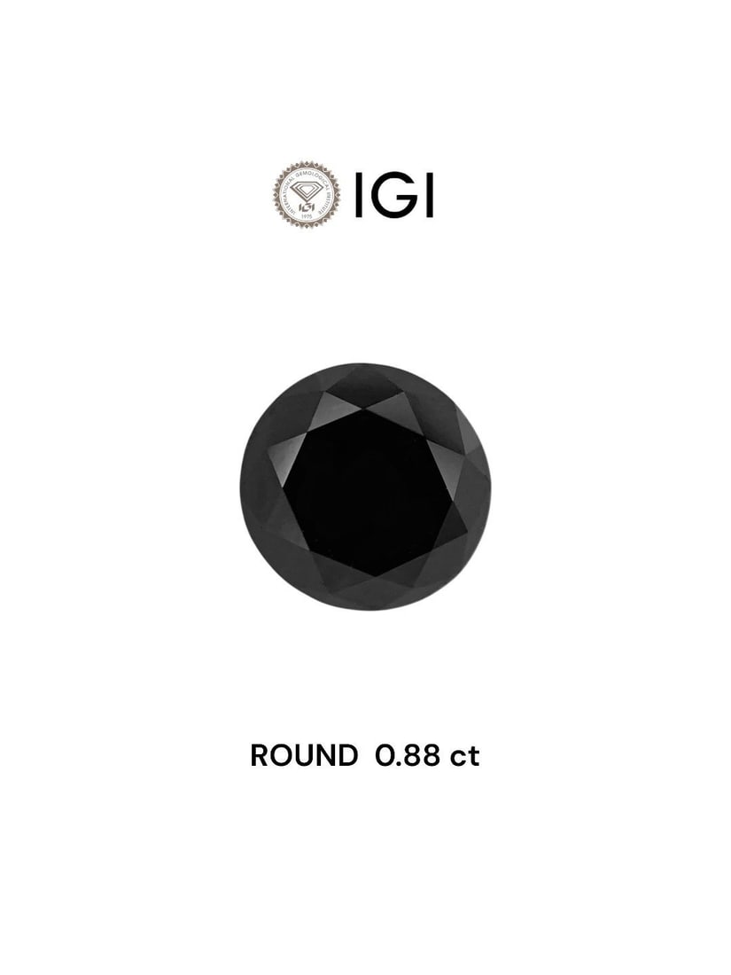Loose Diamond - ROUND 0.88ct Black: Loose Diamond - ROUND 0.88ct Black Source: Natural Shape: ROUND Carats: 0.88 Color: Black Certification: IGI Video: