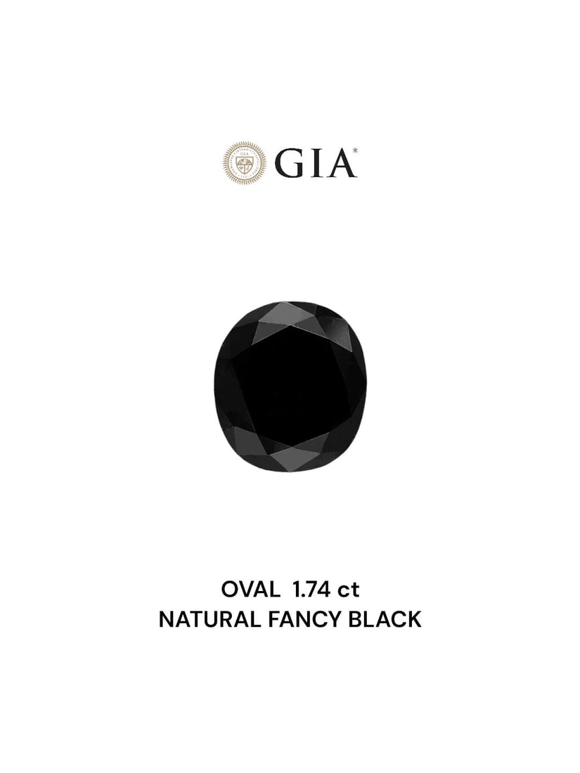 Loose Diamond - OVAL 1.74ct Fancy Black VVS2: Loose Diamond - OVAL 1.74ct Fancy Black VVS2 Source: Natural Shape: OVAL Carats: 1.74 Color: Fancy Black Certification: GIA Video: Video Link The Diamond Depot Guarantee: All items in this auction