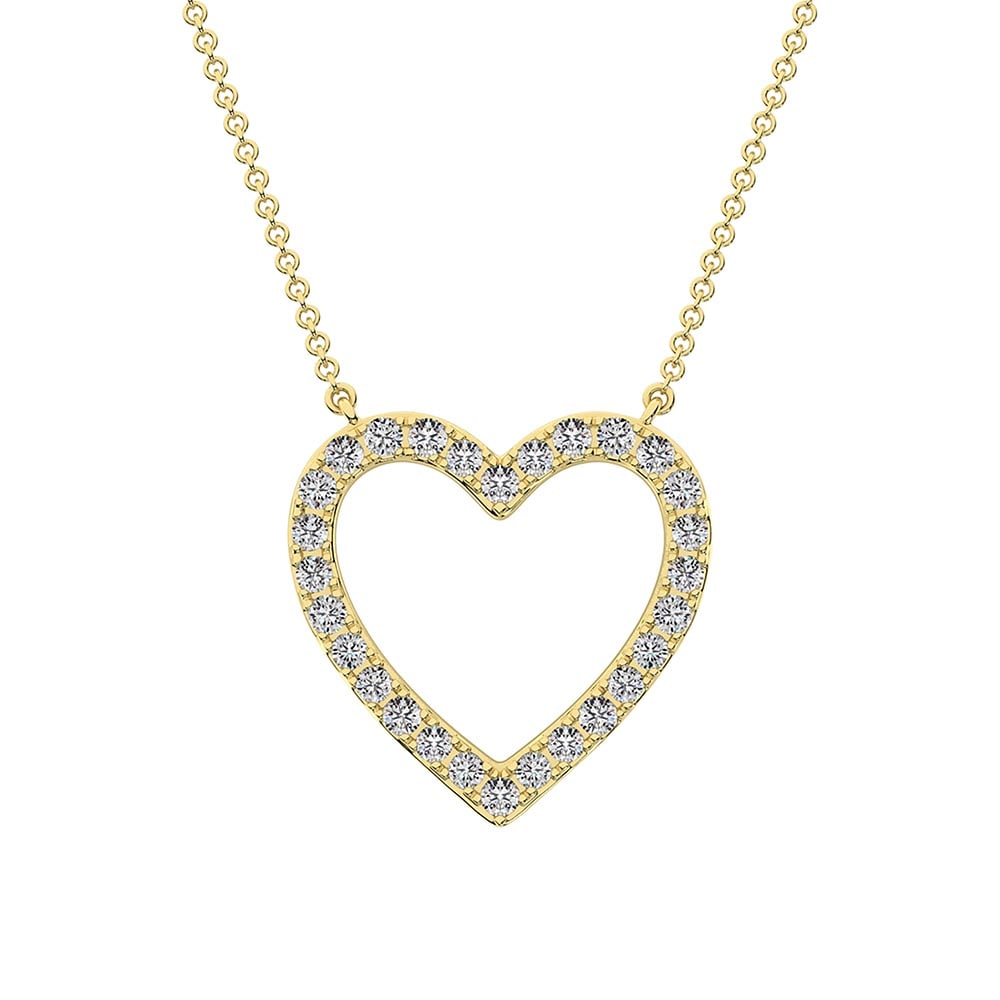 10K Yellow Gold Diamond 1 Ct.Tw. Heart Necklace: 10K Yellow Gold Diamond 1 Ct.Tw. Heart Necklace 10k Yellow Gold Stone Color: G-h Stone Clarity: I2 Unless otherwise specified, pendants that include a chain are paired with our standard 18-inch length