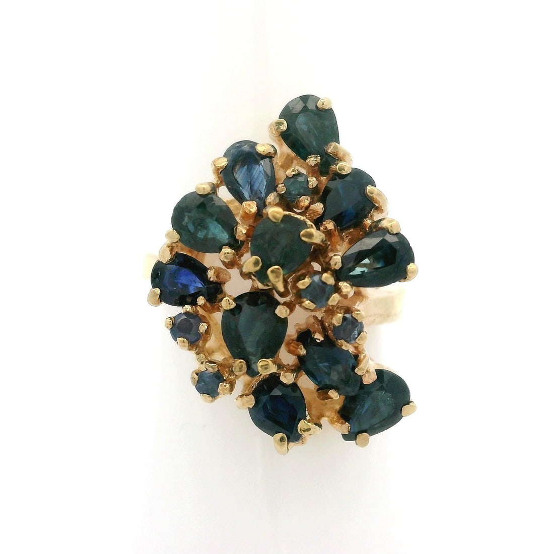Vintage 10k Yellow Gold Cocktail Ring with 2.50ctw Blue Sapphires (1 of 5)