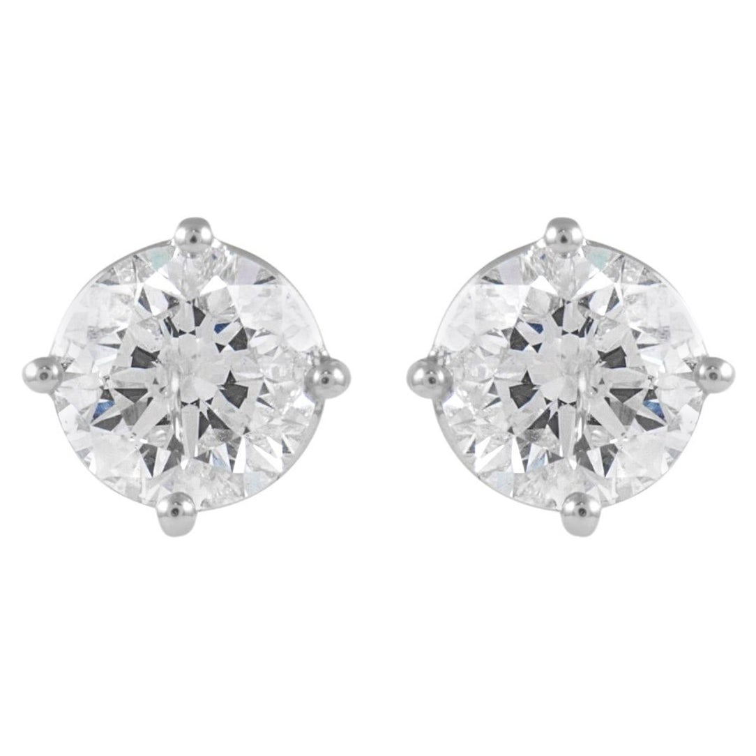 EGL Certified 2.03ct E Color Diamond Stud Earrings in 14k White Gold: EGL Certified 2.03ct E Color Diamond Stud Earrings in 14k White Gold Elevate your elegance with these stunning EGL Certified Diamond Stud Earrings, featuring two matching round brilliant diamonds with