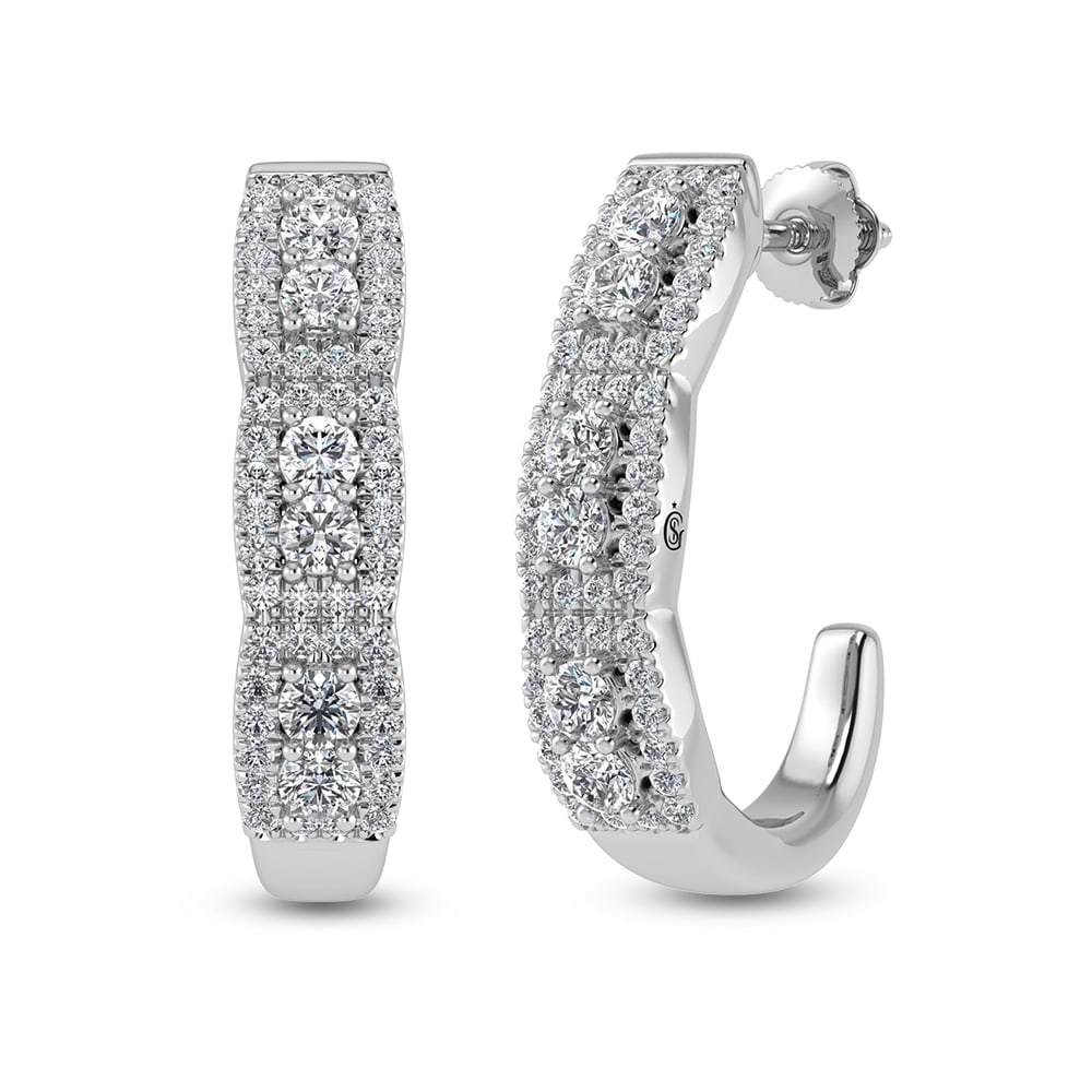 14K White Gold Diamond 1 1/4 Ct.Tw. Hoop Earrings: 14K White Gold Diamond 1 1/4 Ct.Tw. Hoop Earrings 14k White Gold Stone Color: G-h Stone Clarity: Si2 This item may take 2-5 weeks for shipping. The Diamond Depot Guarantee: All items in this
