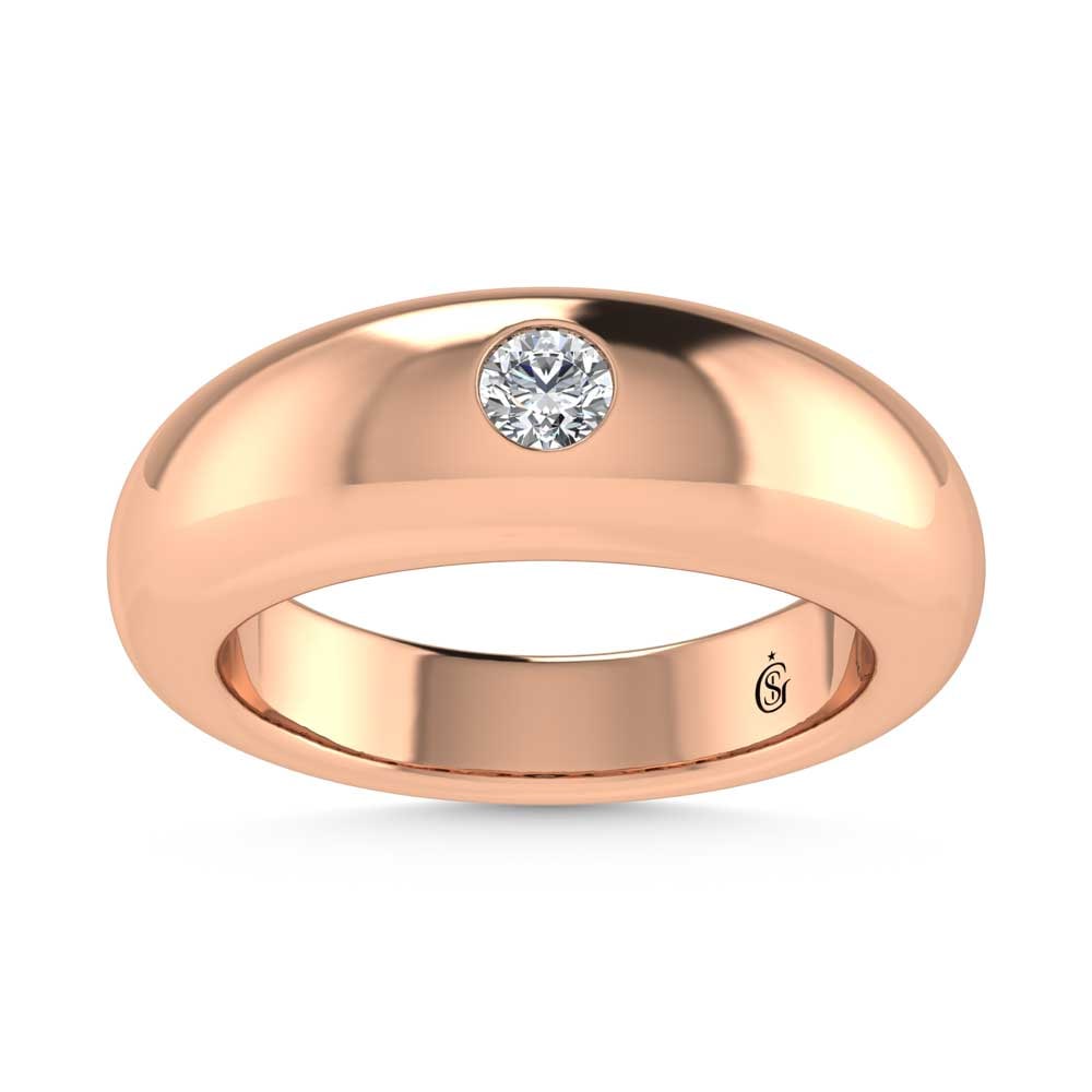 14K Rose Gold Diamond 1/5 Ct.Tw. Flush Setting High Polish Band: 14K Rose Gold Diamond 1/5 Ct.Tw. Flush Setting High Polish Band 14k Rose Gold Stone Color: G-h Stone Clarity: Si2 Each ring is presented in standard size 6.5. Complimentary resizing is available betwe