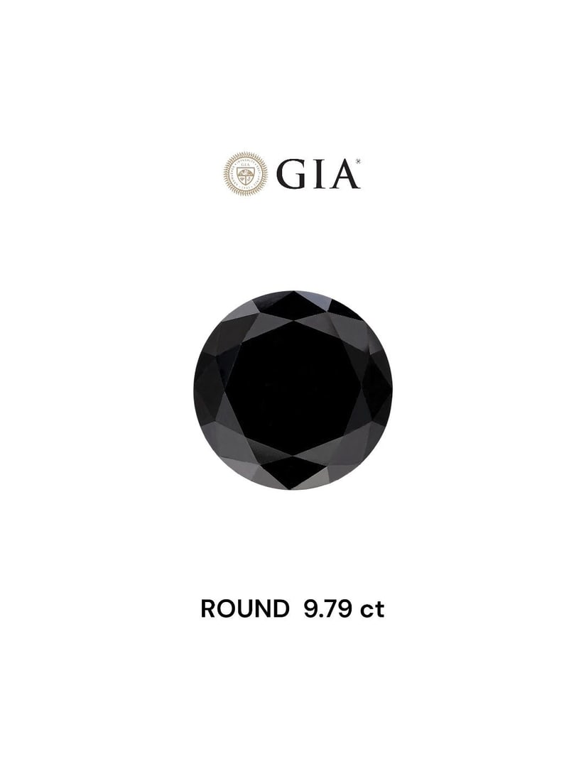 Loose Diamond - ROUND 9.79ct Fancy Black VVS2: Loose Diamond - ROUND 9.79ct Fancy Black VVS2 Source: Natural Shape: ROUND Carats: 9.79 Color: Fancy Black Certification: GIA Video:
