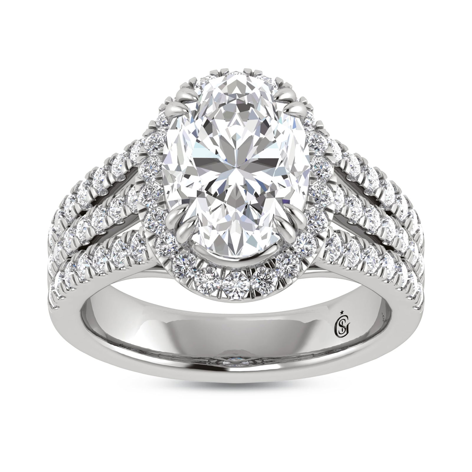 14K White Gold Labgrown Diamond 3 7/8 Ct.Tw. Oval Shape Engagement Ring: 14K White Gold Labgrown Diamond 3 7/8 Ct.Tw. Oval Shape Engagement Ring 14k White Gold Stone Color: D-f Stone Clarity: Vs Each ring is presented in standard size 6.5. Complimentary resizing is availab