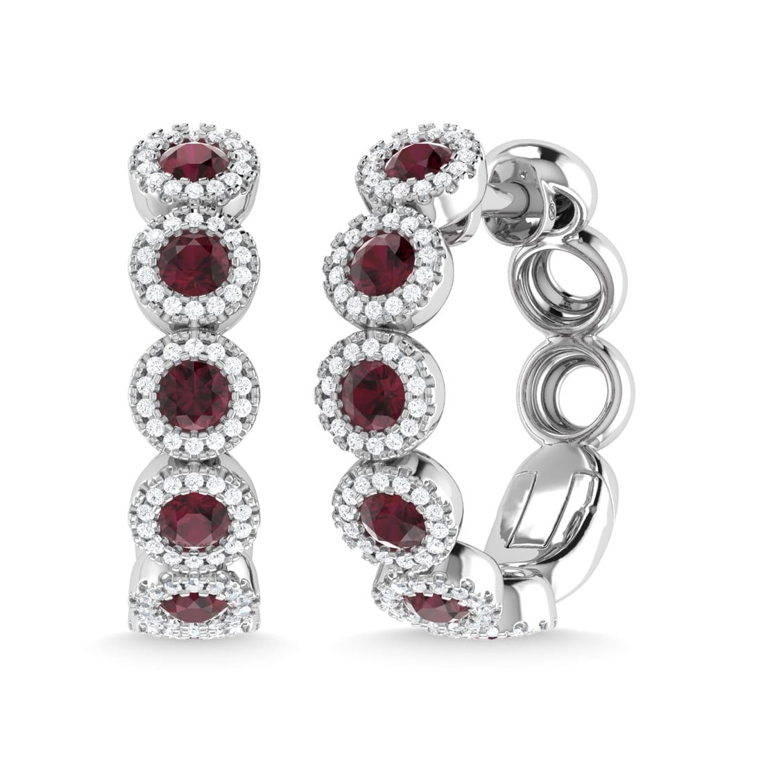 14K White Gold Ruby and Diamond 1 1/4 Ct.Tw. Fashion Earrings: 14K White Gold Ruby and Diamond 1 1/4 Ct.Tw. Fashion Earrings Stone Color: G-h Stone Clarity: I1 This item may take 2-5 weeks for shipping. The Diamond Depot Guarantee: All items in this auction are g