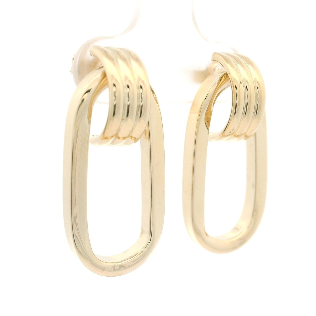 Classic 14k Yellow Gold Puffed Oval Drop Earrings (1 of 4)