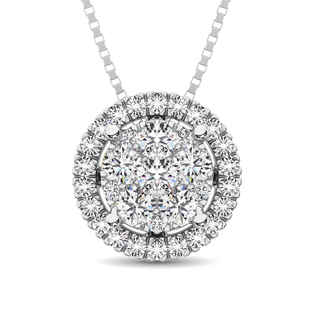 14K White Gold 1/3 Ct.Tw. Diamond Flower Pendant: 14K White Gold 1/3 Ct.Tw. Diamond Flower Pendant This Elegant Pendant Is Crafted from 14K White Gold And Adorned With Diamonds Weighing Approximately 1/3 Ct.Tw. This Sparkling Design Features an Open