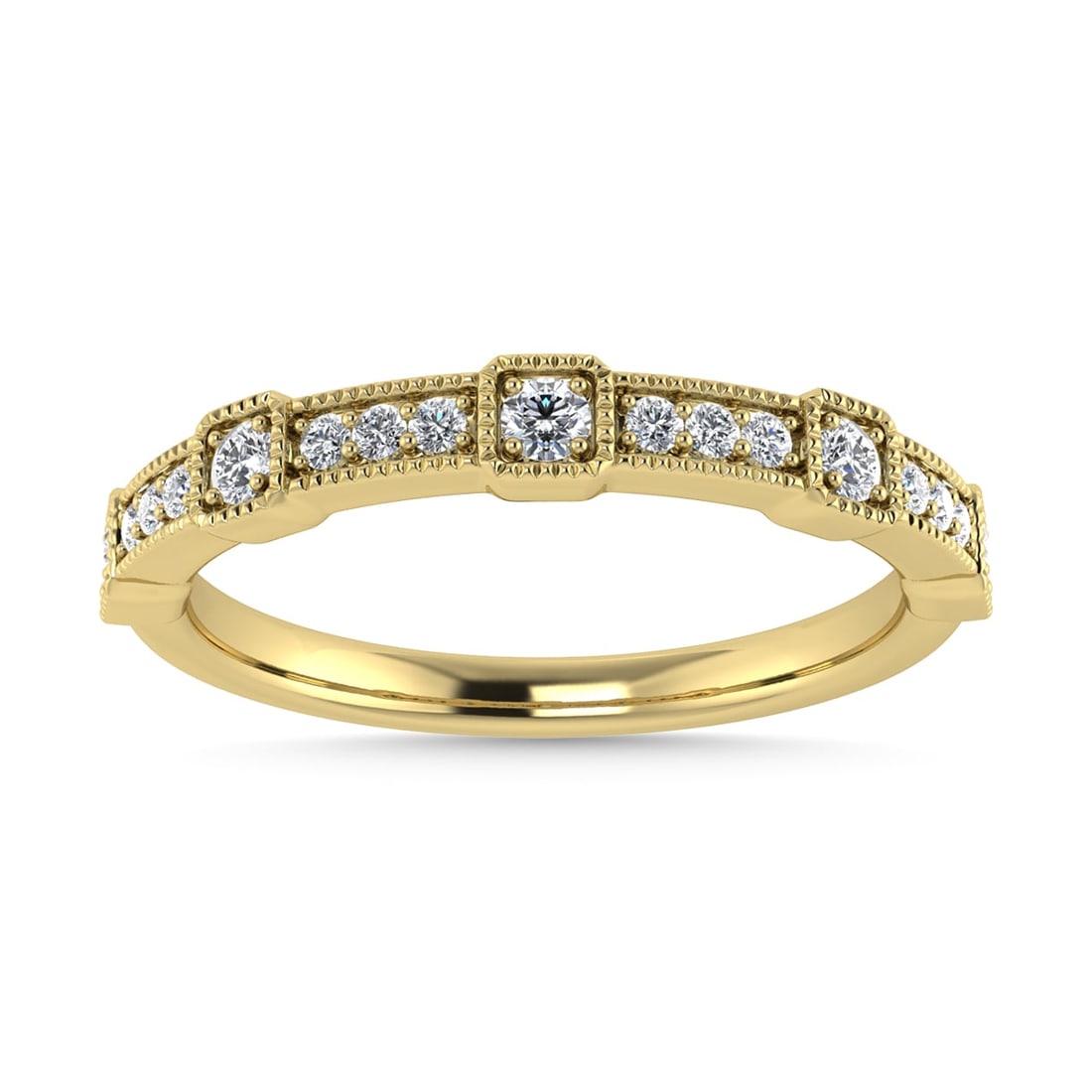 Diamond 1/6 Ct.Tw. Stackable Band in 14K Yellow Gold: Diamond 1/6 Ct.Tw. Stackable Band in 14K Yellow Gold 14k Yellow Gold Stone Color: G-h Stone Clarity: I1 Each ring is presented in standard size 6.5. Complimentary resizing is available between sizes 5