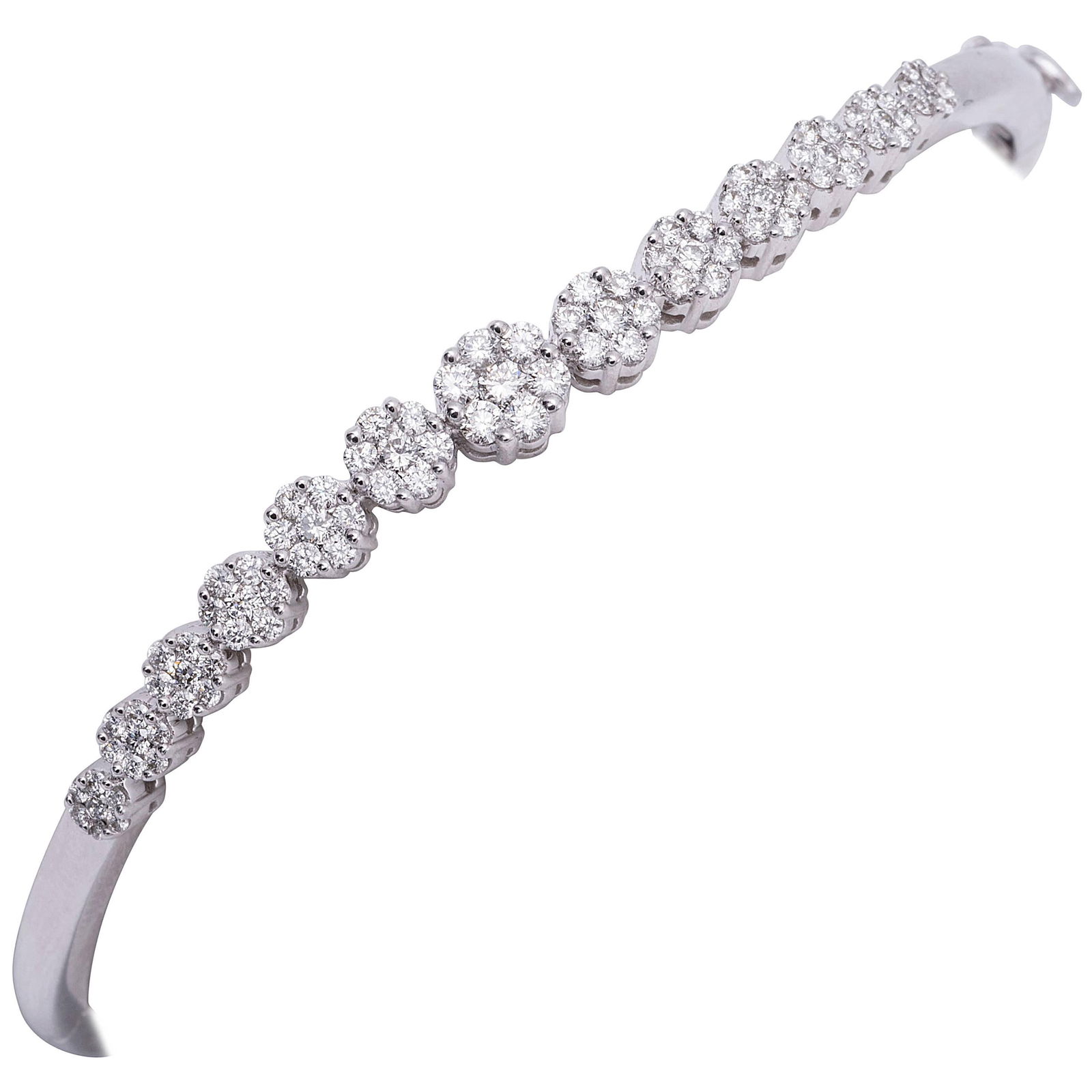 Harbor Diamonds Floral 1.25ct Diamond Bangle Bracelet in 14K White Gold: Harbor Diamonds Floral 1.25ct Diamond Bangle Bracelet in 14K White Gold This exquisite Floral Inspired Bangle Bracelet features a stunning cluster of diamonds set in 14K white gold. With a total diamo