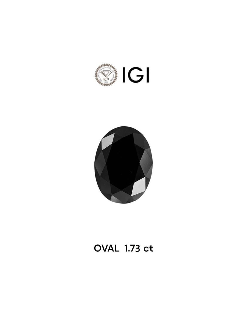 Loose Diamond - OVAL 1.73ct Black: Loose Diamond - OVAL 1.73ct Black Source: Natural Shape: OVAL Carats: 1.73 Color: Black Certification: IGI Video: Video Link The Diamond Depot Guarantee: All items in this auction are guaranteed