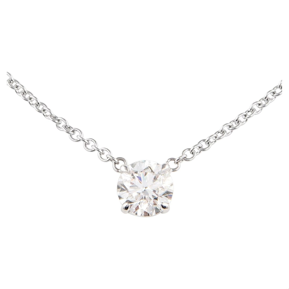 GIA Certified 1.50ct Round Diamond Pendant Necklace 18k White Gold: GIA Certified 1.50ct Round Diamond Pendant Necklace 18k White Gold This exquisite pendant necklace features a stunning GIA Certified 1.50 carat round brilliant diamond set in 18k white gold. The diamo