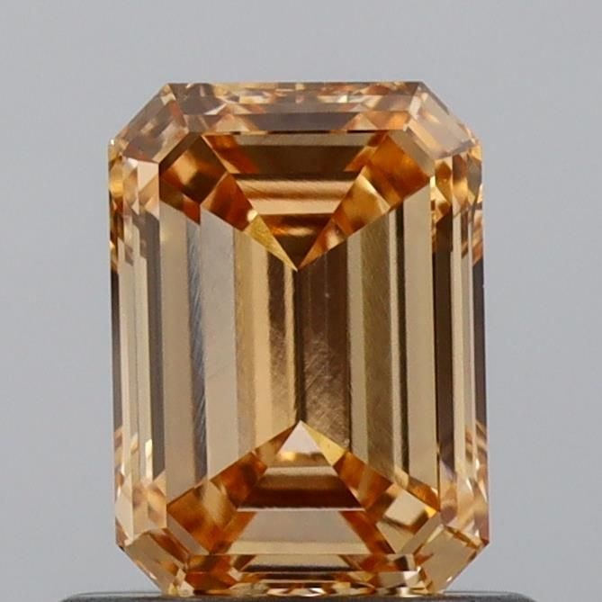 Loose Diamond - EMERALD 0.84ct Fancy Orangey Brown VVS2: Loose Diamond - EMERALD 0.84ct Fancy Orangey Brown VVS2 Source: This is a real non-mined Diamond that has been grown in a lab Shape: EMERALD Carats: 0.84 Color: Fancy Orangey Brown Certification: IGI