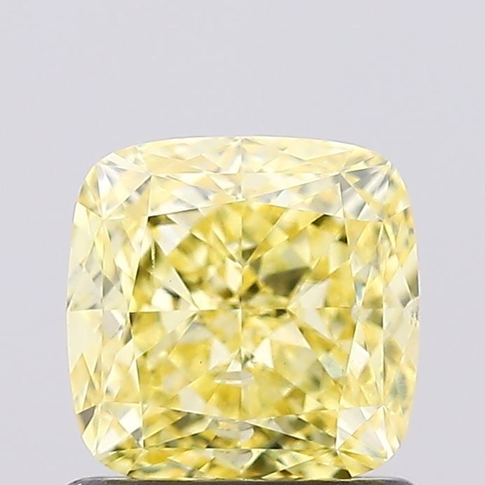 Loose Diamond - CUSHION MODIFIED 1.01ct Fancy Vivid Yellow SI2: Loose Diamond - CUSHION MODIFIED 1.01ct Fancy Vivid Yellow SI2 Source: This is a real non-mined Diamond that has been grown in a lab Shape: CUSHION MODIFIED Carats: 1.01 Color: Fancy Vivid Yellow Cert