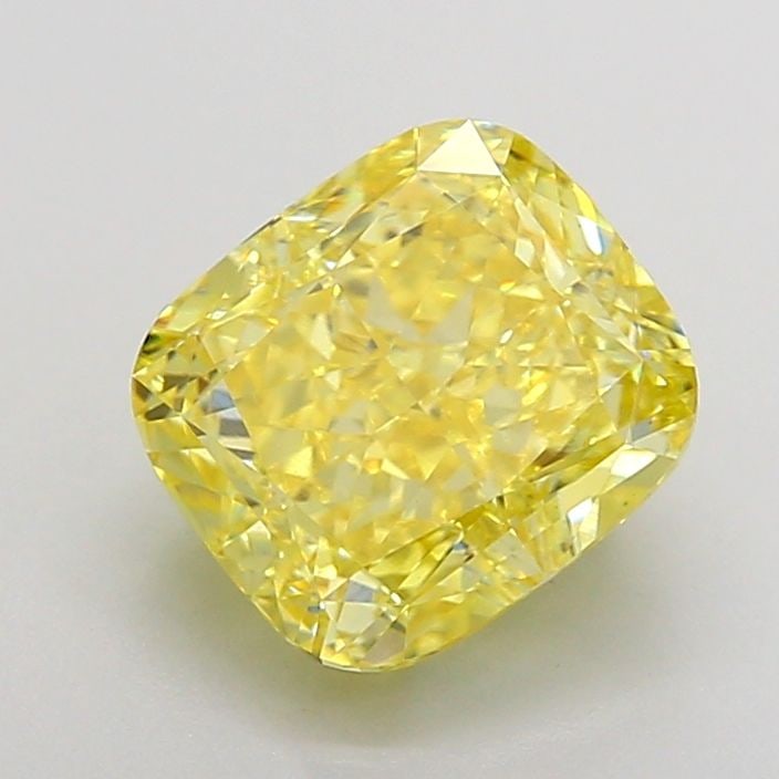 Loose Diamond - CUSHION MODIFIED 2.52ct Fancy Vivid Yellow VS1: Loose Diamond - CUSHION MODIFIED 2.52ct Fancy Vivid Yellow VS1 Source: This is a real non-mined Diamond that has been grown in a lab Shape: CUSHION MODIFIED Carats: 2.52 Color: Fancy Vivid Yellow Cert