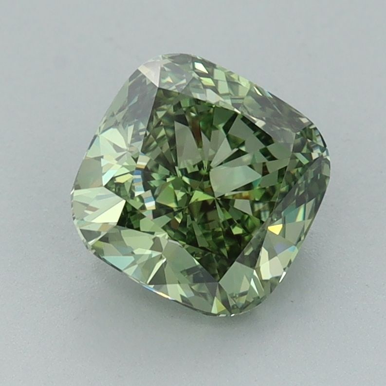 Loose Diamond - CUSHION BRILLIANT 1.66ct Fancy Vivid Green VVS2: Loose Diamond - CUSHION BRILLIANT 1.66ct Fancy Vivid Green VVS2 Source: This is a real non-mined Diamond that has been grown in a lab Shape: CUSHION BRILLIANT Carats: 1.66 Color: Fancy Vivid Green Cer