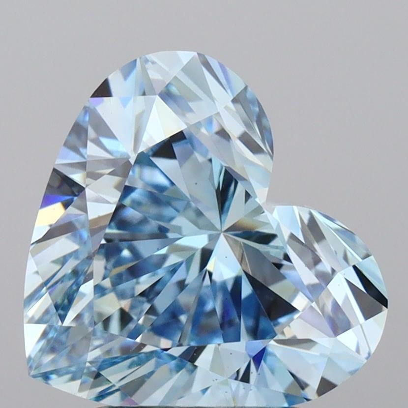 Loose Diamond - HEART 2.57ct Fancy Vivid Blue VS1: Loose Diamond - HEART 2.57ct Fancy Vivid Blue VS1 Source: This is a real non-mined Diamond that has been grown in a lab Shape: HEART Carats: 2.57 Color: Fancy Vivid Blue Certification: IGI Video: