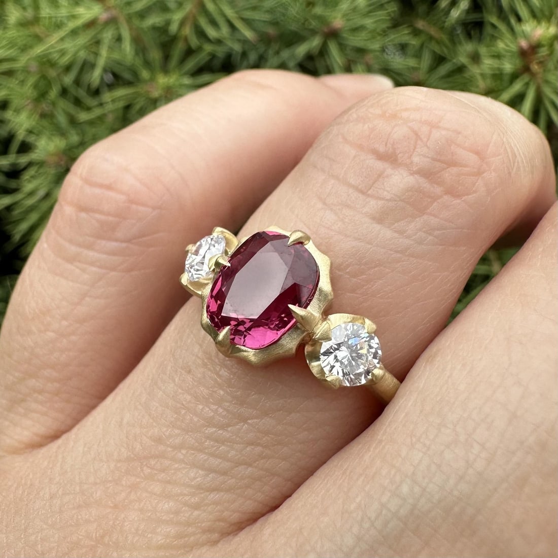 18k Yellow Gold GIA 2.78ctw No Heat Ruby Diamond Ring - 16
