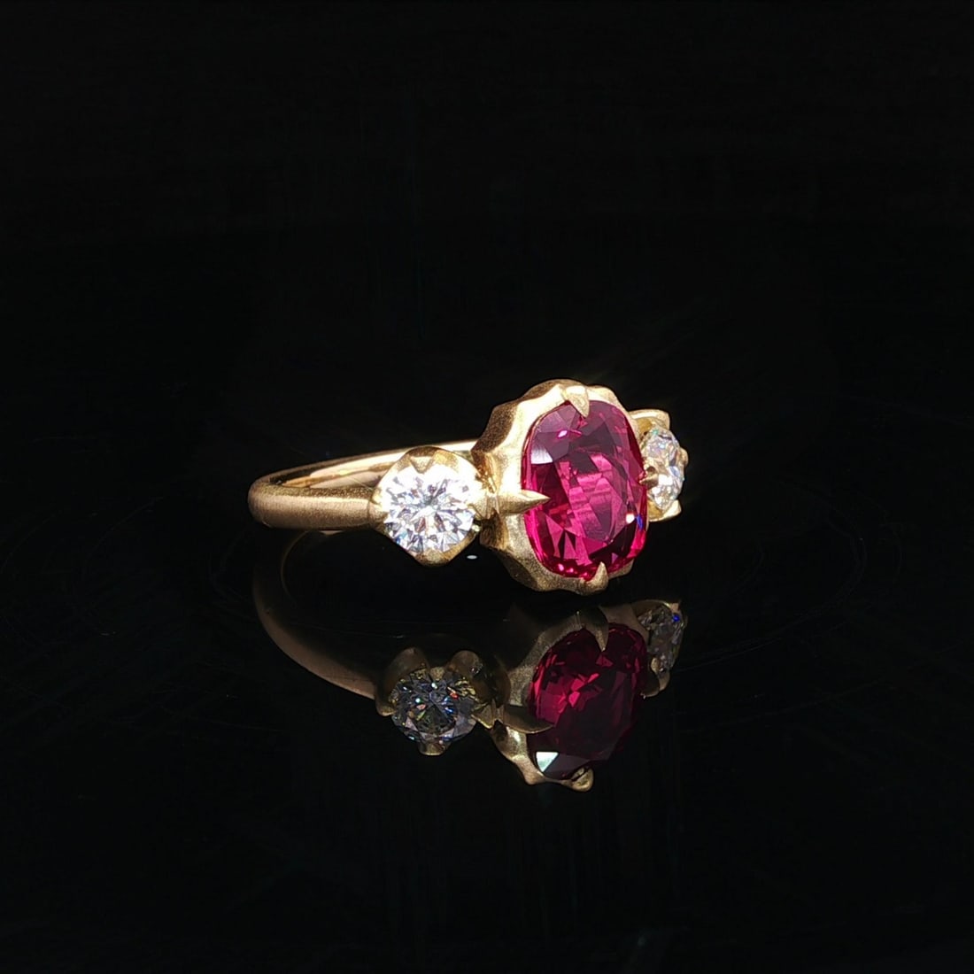 18k Yellow Gold GIA 2.78ctw No Heat Ruby Diamond Ring - 3