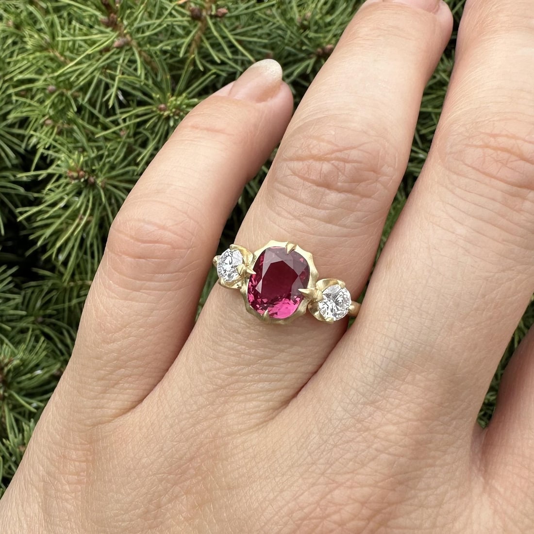 18k Yellow Gold GIA 2.78ctw No Heat Ruby Diamond Ring - 5