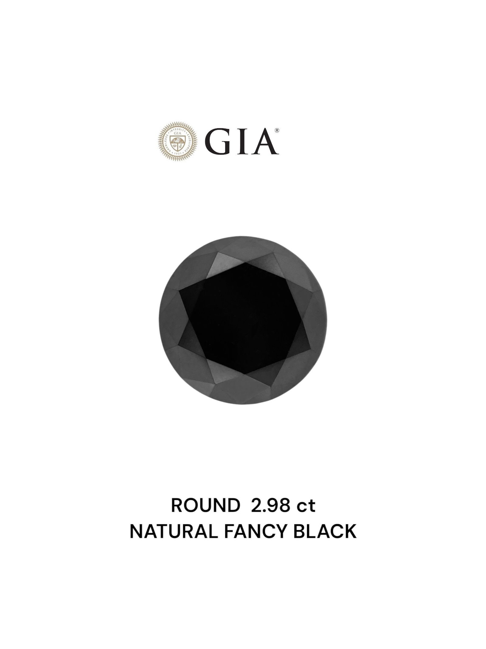 Loose Diamond - ROUND 2.98ct Fancy Black VVS2: Loose Diamond - ROUND 2.98ct Fancy Black VVS2 Source: Natural Shape: ROUND Carats: 2.98 Color: Fancy Black Certification: GIA Video:
