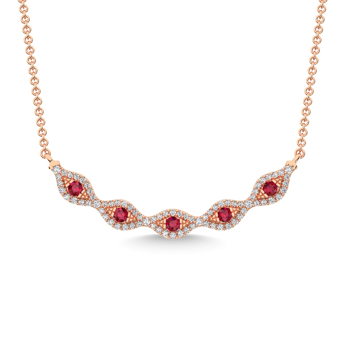 14K Rose Gold Diamond 3/8 Ct.Tw. And Ruby Necklace (1 of 4)