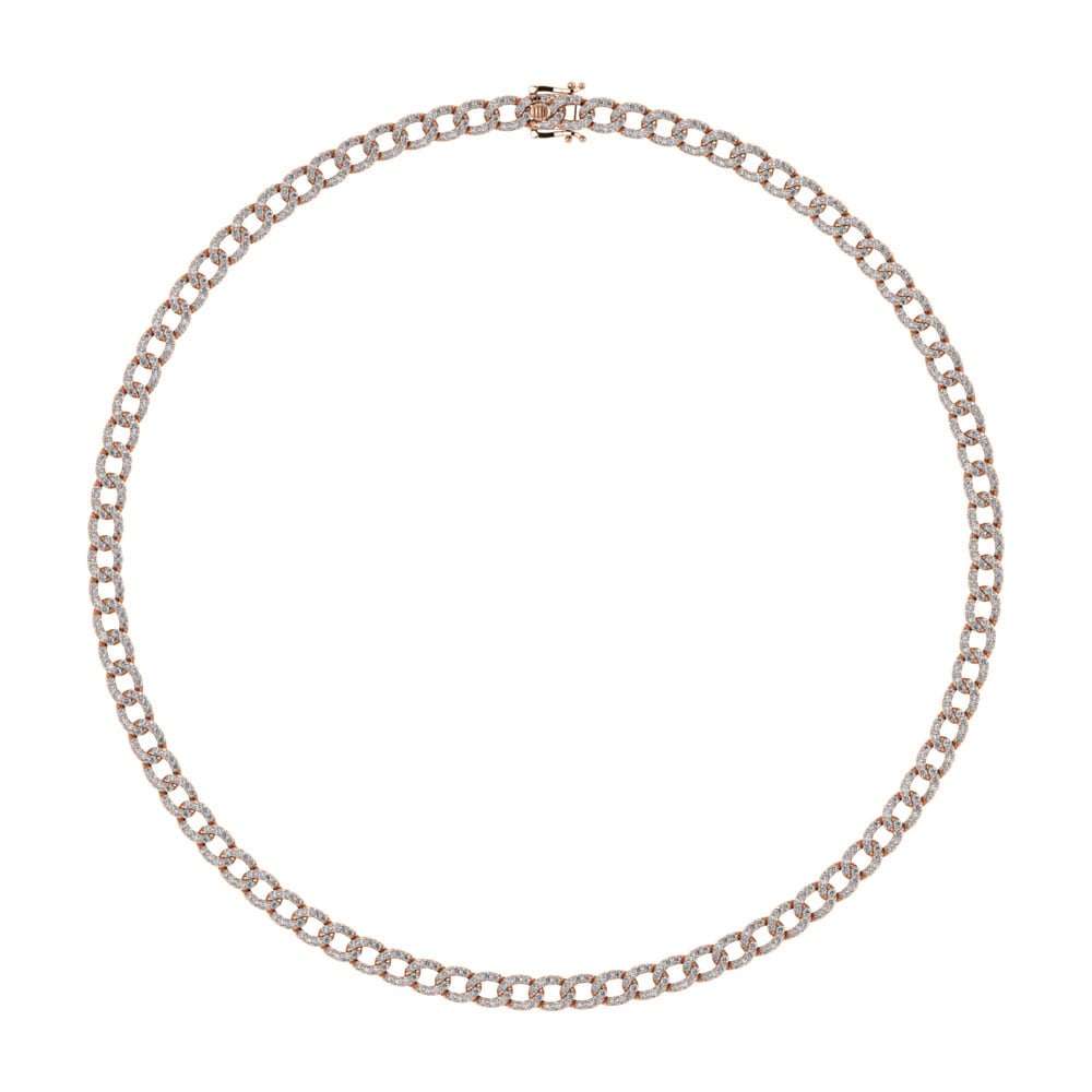 Diamond 7 5/8 Ct.Tw. Cuban Necklace in 14K Rose Gold: Diamond 7 5/8 Ct.Tw. Cuban Necklace in 14K Rose Gold 14k Rose Gold Stone Color: G-h Stone Clarity: I1 Unless otherwise specified, pendants that include a chain are paired with our standard 18-inch len