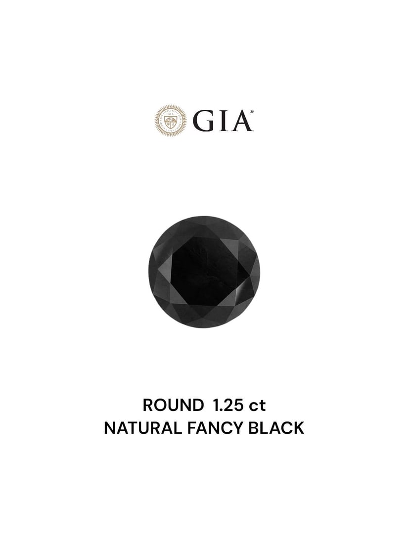 Loose Diamond - ROUND 1.25ct Fancy Black VVS2: Loose Diamond - ROUND 1.25ct Fancy Black VVS2 Source: Natural Shape: ROUND Carats: 1.25 Color: Fancy Black Certification: GIA Video: