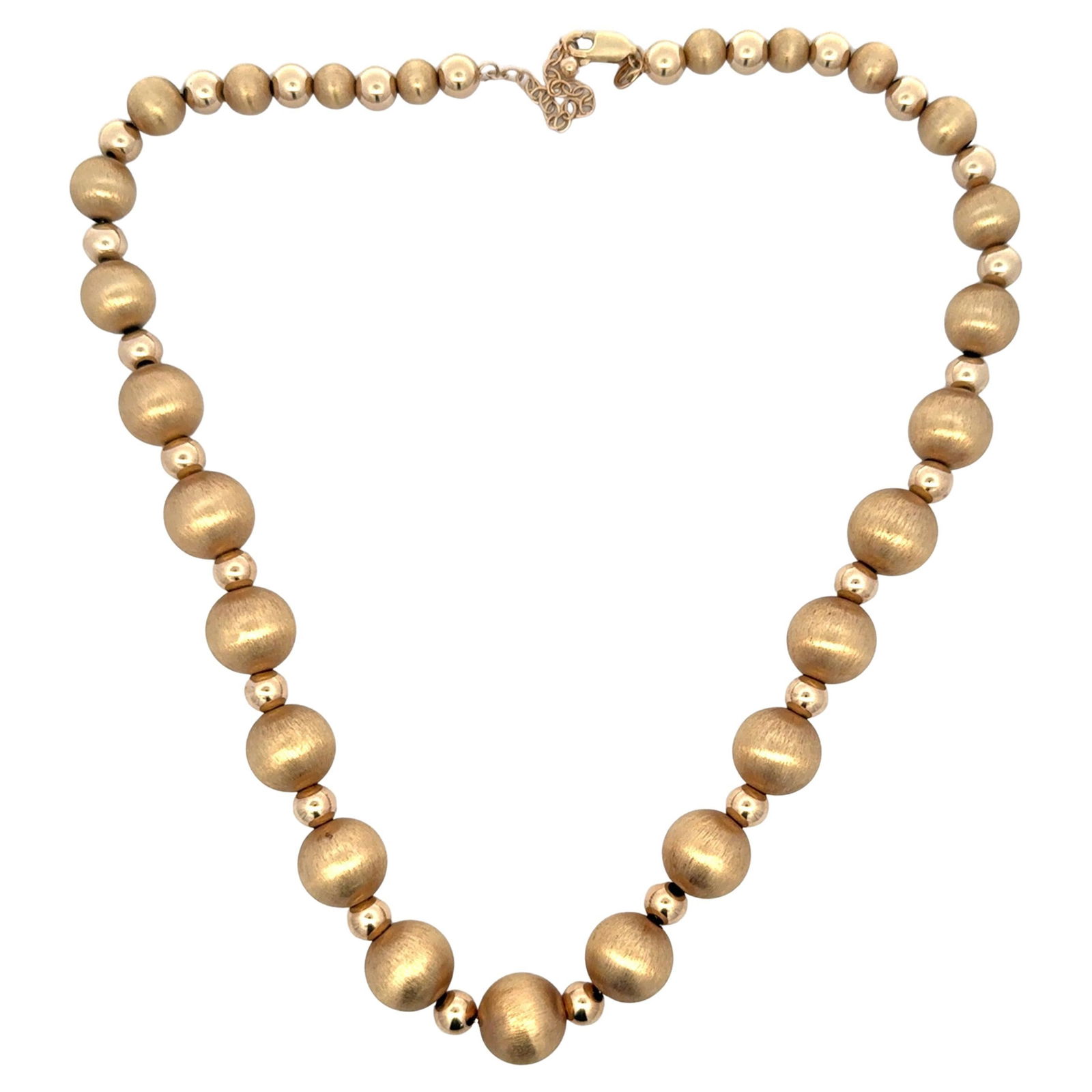 Harbor Diamonds 14K Gold Graduated Ball Motif Necklace Adjustable Length: Harbor Diamonds 14K Gold Graduated Ball Motif Necklace Adjustable Length This exquisite necklace features a contemporary design crafted from 14 karat yellow gold, weighing 14.9 grams. The necklace sho