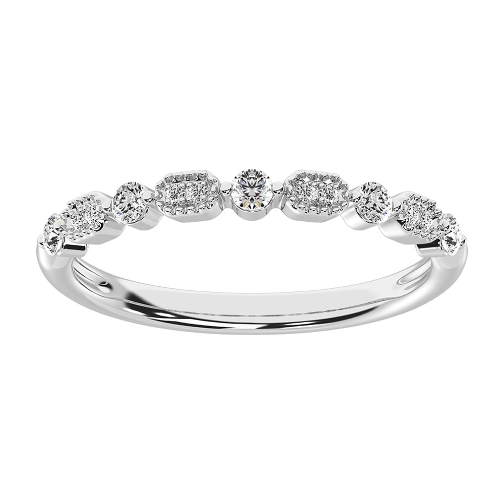 14K White Gold 1/5 Ct.Tw. Diamond Stackable Band: 14K White Gold 1/5 Ct.Tw. Diamond Stackable Band 14k White Gold Stone Color: G-h Stone Clarity: I1 Each ring is presented in standard size 6.5. Complimentary resizing is available between sizes 510 (i