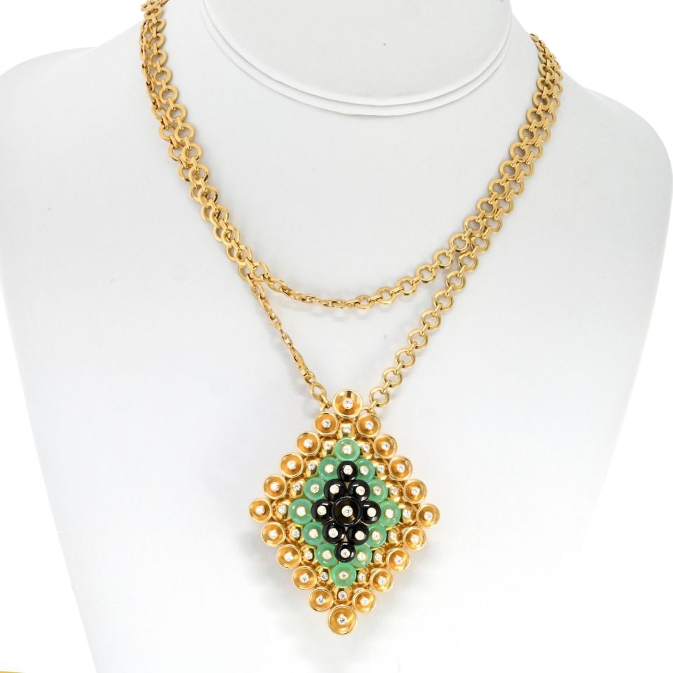 Van Cleef & Arpels 18K Yellow Gold Bouton d'Or Pendant Clip Necklace (1 of 4)