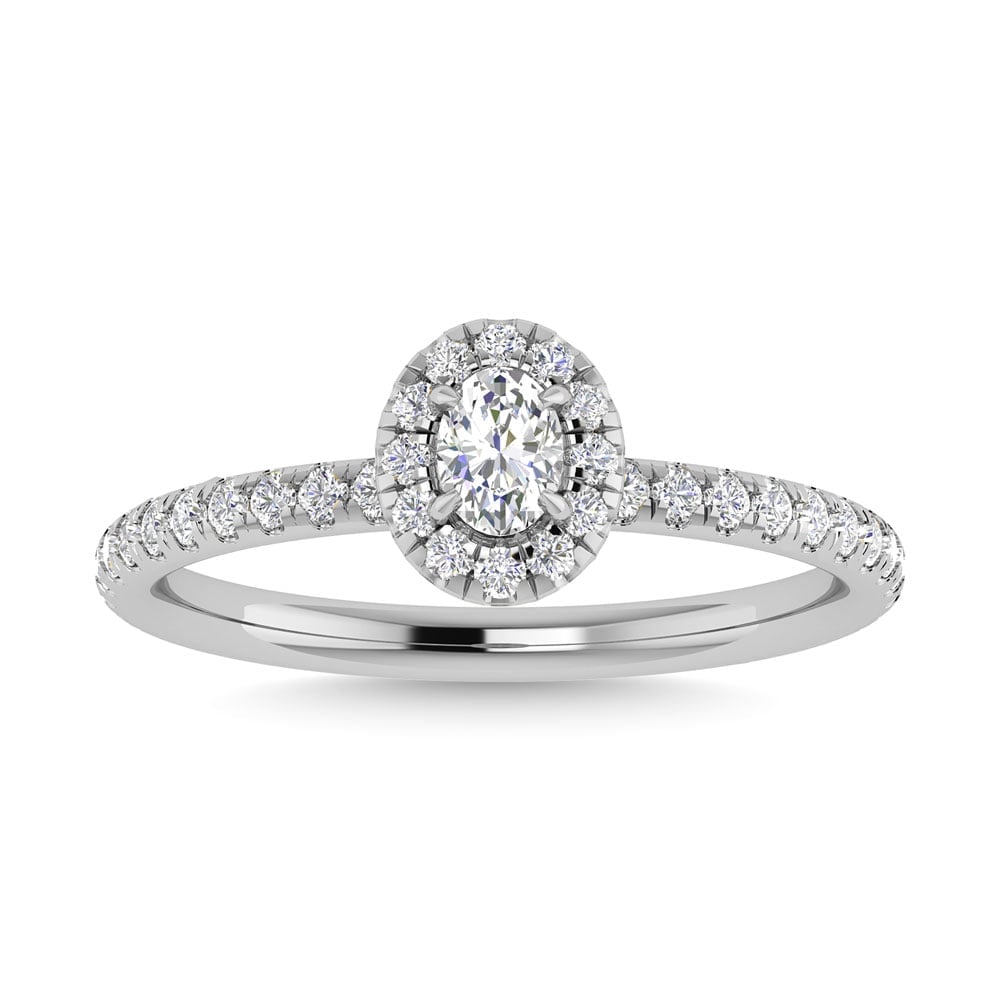 Diamond 3/4 Ct.Tw. Oval Cut Engagement Ring in 14K White Gold: Diamond 3/4 Ct.Tw. Oval Cut Engagement Ring in 14K White Gold Diamond 3/4 Ct.Tw. Oval Cut Engagement Ring in 14K White Gold 14k White Gold Stone Color: G-h Stone Clarity: I1 Each ring is presented in