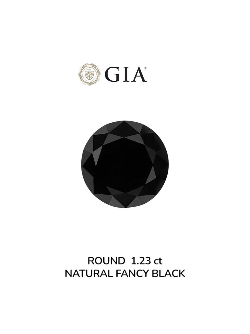 Loose Diamond - ROUND 1.23ct Fancy Black VVS2: Loose Diamond - ROUND 1.23ct Fancy Black VVS2 Source: Natural Shape: ROUND Carats: 1.23 Color: Fancy Black Certification: GIA Video: