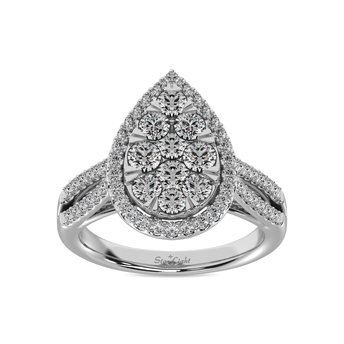 Diamond 1 1/2 Ct.tw Two Row Shank Halo Engagement Ring in 14K White Gold: Diamond 1 1/2 Ct.tw Two Row Shank Halo Engagement Ring in 14K White Gold 14k White Gold Stone Color: Gh Stone Clarity: Si1 Each ring is presented in standard size 6.5. Complimentary resizing is availa