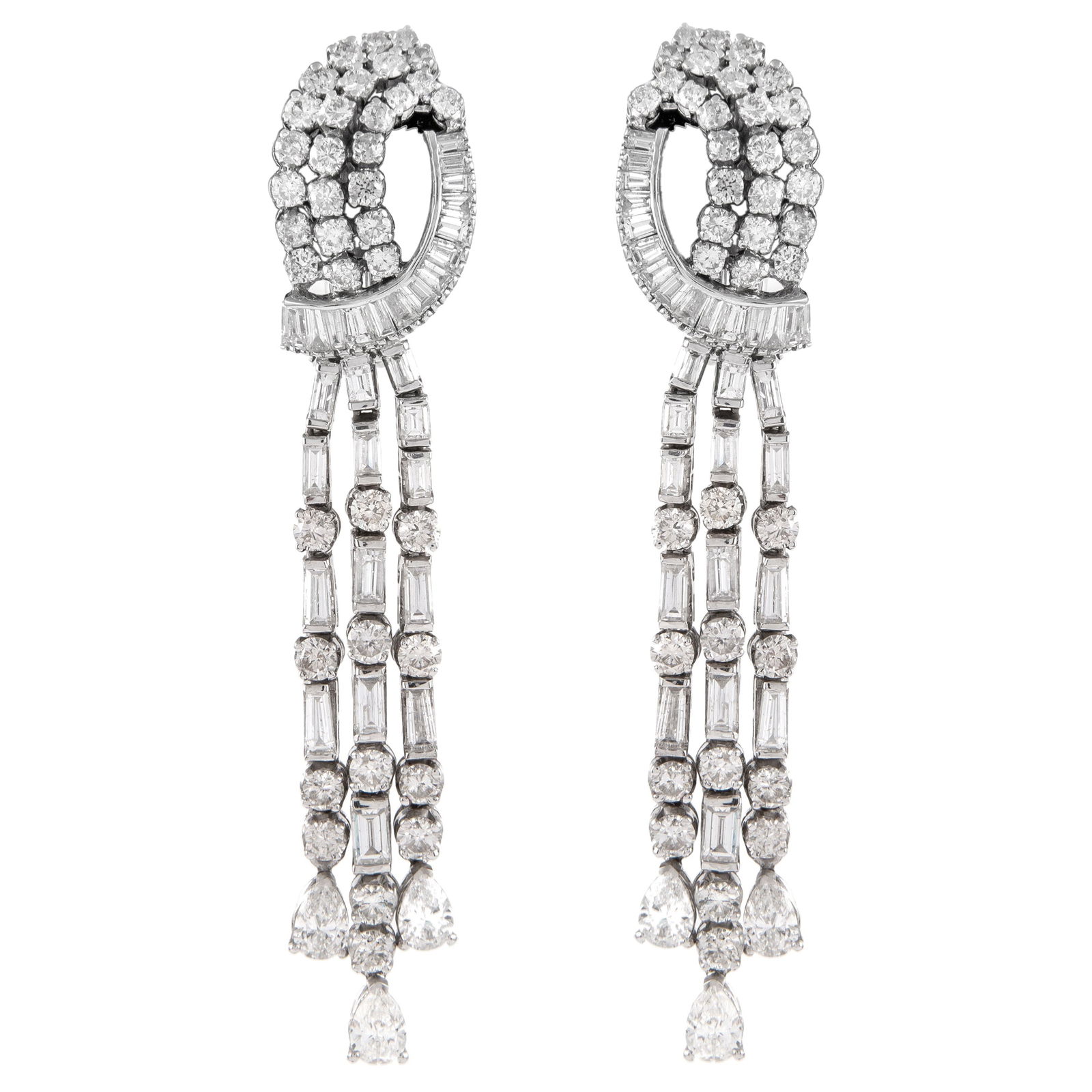 Vintage 17.50ct Diamond Chandelier Earrings in White Gold (1 of 4)
