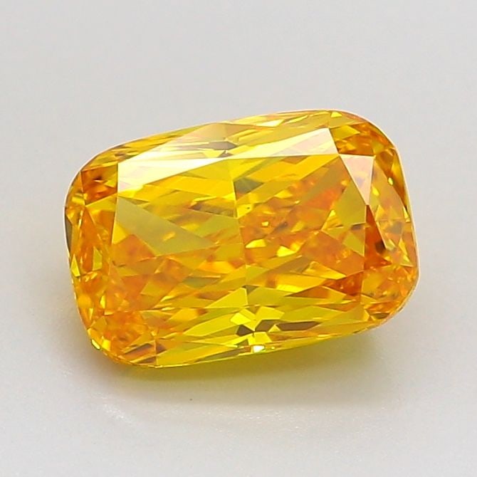 Loose Diamond - CUSHION MODIFIED 1.53ct Fancy Vivid Orangey Yellow VS1: Loose Diamond - CUSHION MODIFIED 1.53ct Fancy Vivid Orangey Yellow VS1 Source: This is a real non-mined Diamond that has been grown in a lab Shape: CUSHION MODIFIED Carats: 1.53 Color: Fancy Vivid Ora