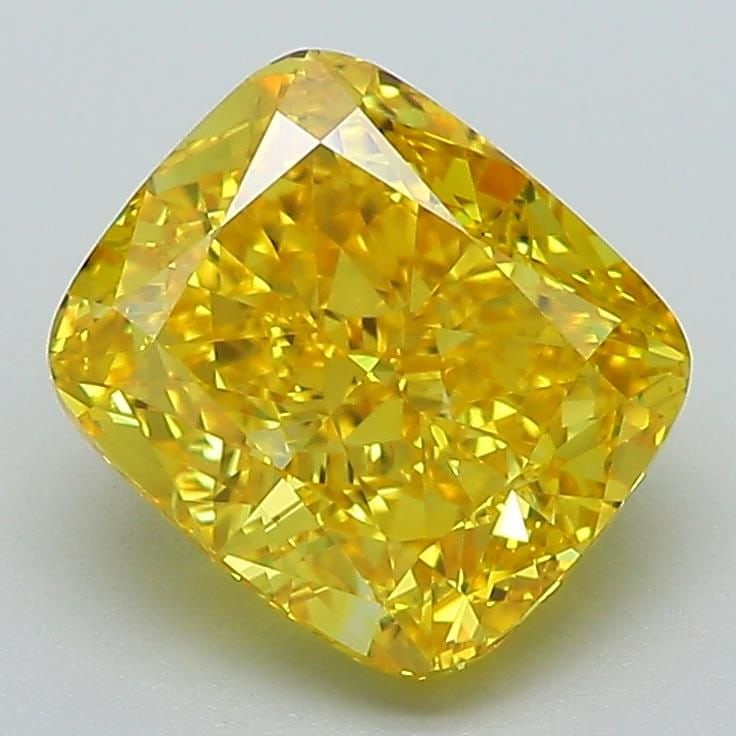 Loose Diamond - CUSHION BRILLIANT 2.52ct Fancy Vivid Yellow VVS2: Loose Diamond - CUSHION BRILLIANT 2.52ct Fancy Vivid Yellow VVS2 Source: This is a real non-mined Diamond that has been grown in a lab Shape: CUSHION BRILLIANT Carats: 2.52 Color: Fancy Vivid Yellow C